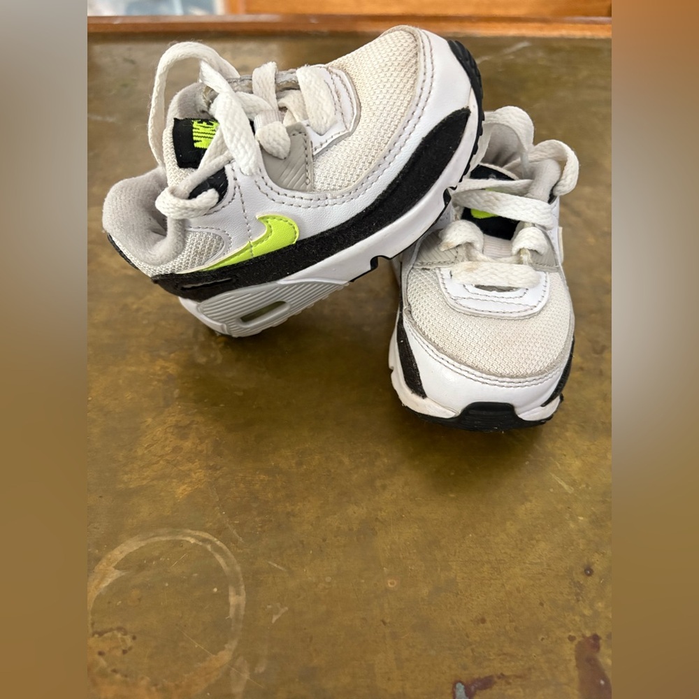 Nike Air Max 90 LTR‎ Toddlers Shoes Size 4C White-Hot Lime-Black CD6868-109